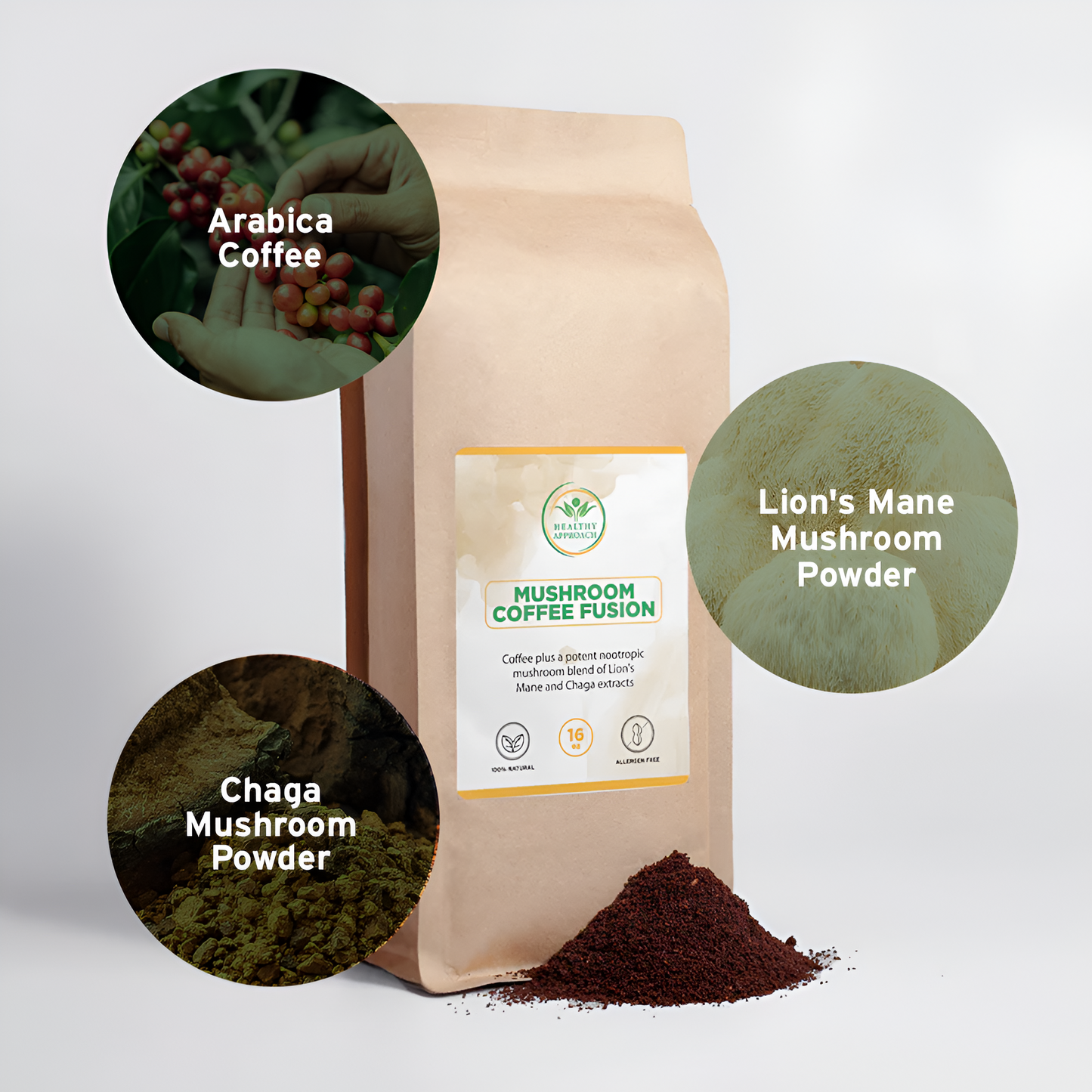 Mushroom Coffee Fusion - Lion’s Mane & Chaga 16oz